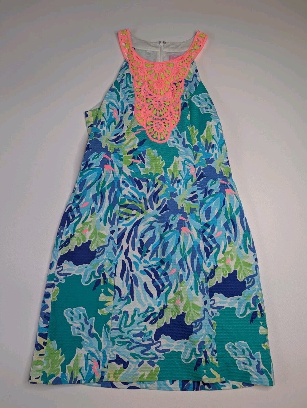 Lilly Pulitzer Pearl Brilliant Blue Wade & Sea Shift Dress Sz 2